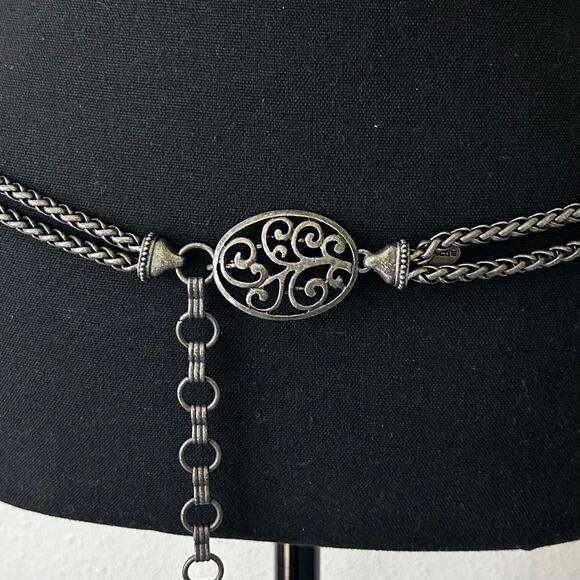 Chico’s Vintage Concho Gunmetal Filigree Chain Belt Adjustable Boho Gothic XL main image 10